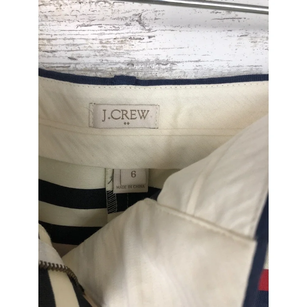 J Crew Skirt  Women's Size  6 Striped‎ Cotton Preppy Mini Pockets style 31492